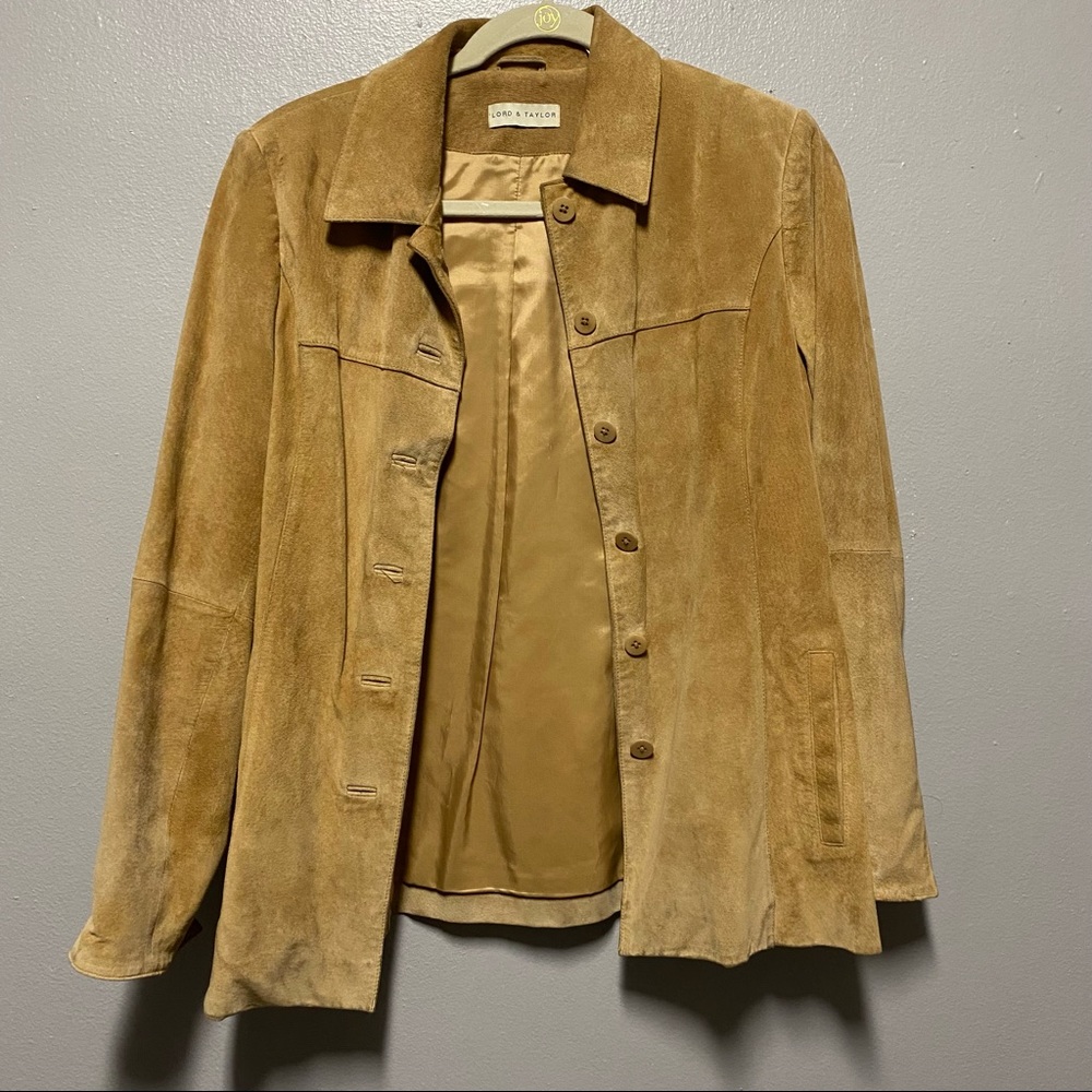 LORD AND TAYLOR SUEDE SILK LINED JACKET